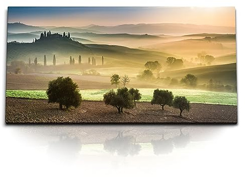 Paul Sinus Kunstdruck Bilder 120x60cm Toskana Landschaft Sonnenuntergang Natur Italien