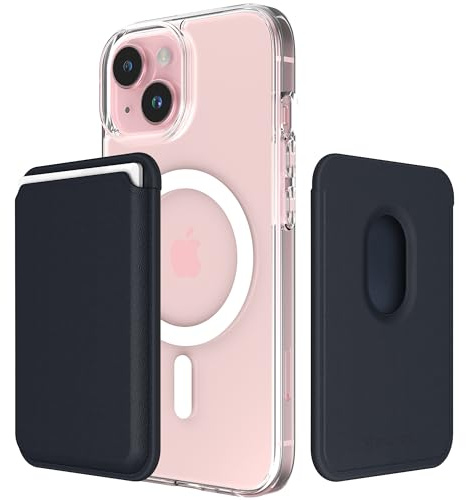 Sinjimoru Magnetic Wallet for Mobile Phone, Premium Vegan Leather Phone Wallet for MagSafe 3 Card Holder Compatible with iPhone 17 Pro Max Air 16 15 14 13 Series M-Viica Navy