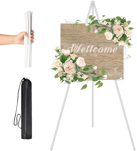 Chevalet pour Affiche d'artiste de Mariage 169cm Support Chevalet Pliable Chevalet de Présentation Chevalet de Sol Portable Pliable Blanc pour Présentations Affiches Présentoirs d'art Chevalet Mariage