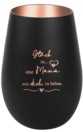 Der-Porzellan-Laden Windlicht Glück ist eine Mama wie Dich zu haben | mit Gravur, Schwarz Bronze, Teelichthalter aus Glas mit Spruch, Tischdeko modern