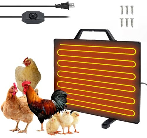 Irfora Thermostatische Heizplatte für Hühnerstall, 160 W, Geflügelheizpaneel, 0-99 ℃, einstellbare Temperatur, Winterfarm, Heizplatte, Edelstahl-Heizplatte für Küken, Hühner, Geflügel, Haustiere