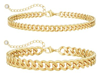 Foxgirl Gold Ankle Bracelets for Women 14K Gold Plated Anklets for Women Waterproof Minimalist Cuban Link Anklets Set Dainty Layered Ankle Bracelet Beach Anklet Jewelry Gifts