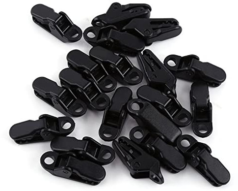Verdant Touch campingclamp schwarze Fall-Clips, Klemmbacken, Zelt-Schnappbefestigungen, Camping-Klemme für den Außenbereich, Planen-Spannbügel, 20 Stück