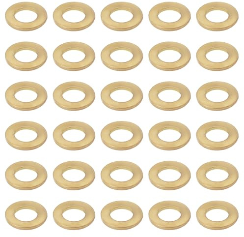 eMagTech 50 arandelas de latón en miniatura M1.4, arandelas de sellado de cobre plano, juntas planas de latón de cobre, anillos de fijación, accesorios de hardware