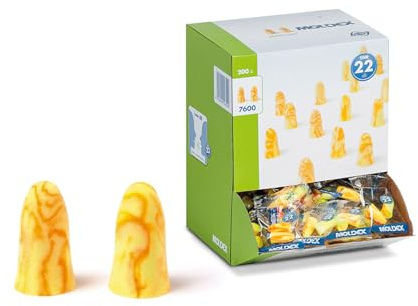MelLows Earplugs, 200 Pairs of 22dB SNR Orange Earplugs in Dispenser Box