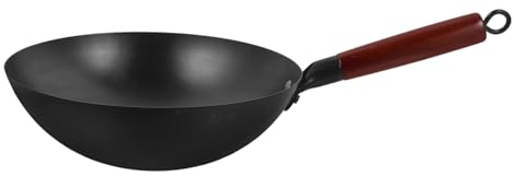 Amosfun Sartén de Hierro para Saltear Wok Sartén Antiadherente Utensilios de Cocina para Barbacoa Patatas Y Verduras