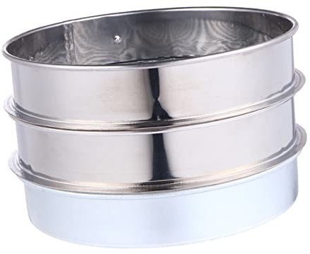 Sosoport 3St Rundlochsieb Schlammsieb Sonde kompostsieb Bodenfilter Gartensieb Bodensieb Edelstahlsieb Siebboden: Edelstahlgewebe oder verzinktes Lochblech Silver