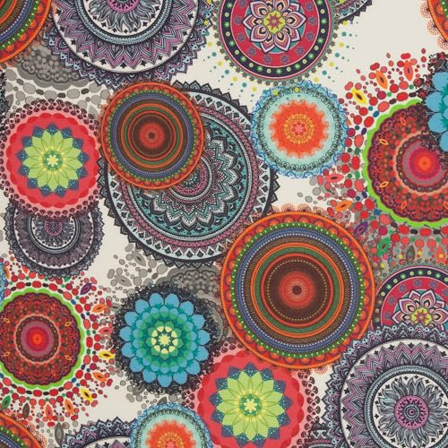 Beschichtete Baumwolle ALSFELD | bunte Mandalas | Ökotex | ab 50x140cm | Meterware