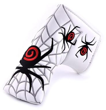 LUOKEKE Copri Mazza Copertura da Golf Putter Testa Ricamo Putt Cover in Pelle Sintetica Bianca Coprimazze(White)