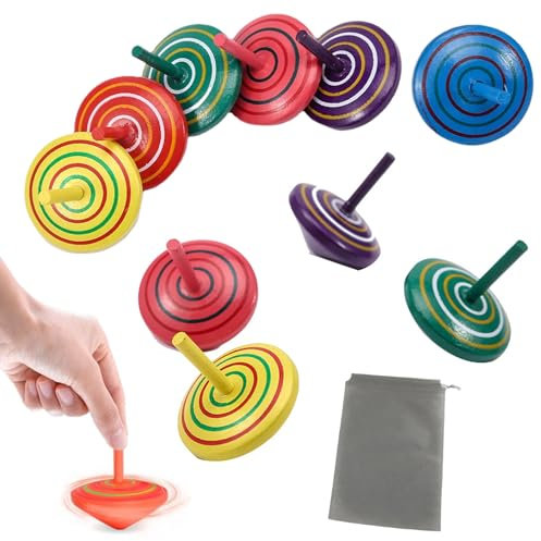 Holzkreisel,Kreisel für Kinder,Farbe Malkreisel,10pc Kreisel aus Holz Holzkreisel Spielzeug,Kindergeburtstag Gastgeschenke,Partydekoration,Freizeitspielzeug,für 3-7 Jahre alte Kinder(Zufällige Farbe)