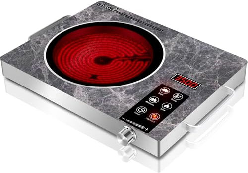 GRACEALL Cocina Infrarroja Eléctrica 3500W, Placa Eléctrica de Un Fuego, Hornillo Portátil de Encimera con Enchufe, Temperatura Ajustable, Ideal para Cocina y Camping