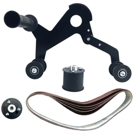 Tofficu Belt Sander Attachment Quick Abrasive Belt Replacement Multifunctional Polishing Machine with High-Strength Spring Iron and Rubber Guide Wheel for Rust Removal and Handheld Use