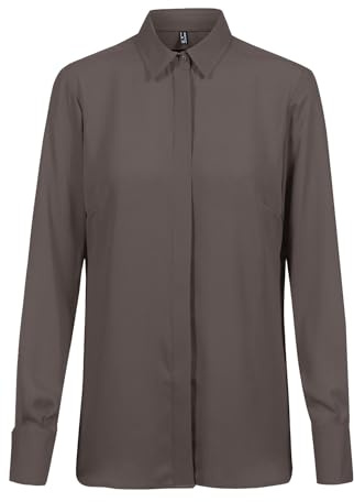 GREIFF Chiffon Damen Chiffon-Bluse Langarm Kent Regular Taupe 54