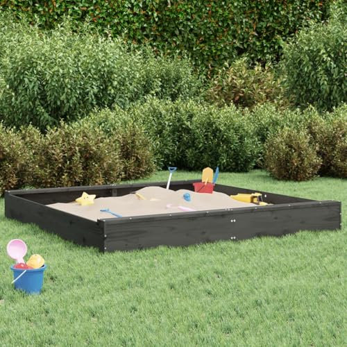 Gecheer Sandkasten, Quadratisch Sandkiste mit Sitzen, Sandbox mit bodenlosem Design, Holz Spielzeug für Garten Outdoor, Grau Quadratisch Massivholz Kiefer, 160 x 160 x 20 cm