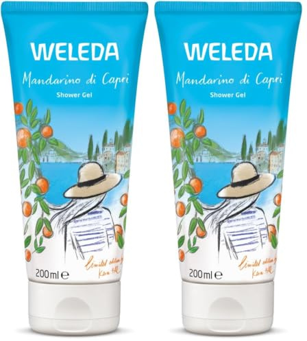WELEDA Bio Mandarino di Capri Duschgel vegan - Naturkosmetik Limited Edition Unisex Dusche mit Mandarine/Rosmarin Duft - Natürliche Hautpflege Duschseife zur Gesicht & Körper Reinigung (1x 200ml)