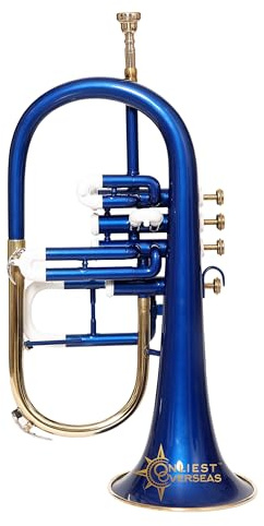ONLIEST OVERSEAS Flügelhorn 4 Ventile Messing Instrument mit Warmton Glatte Ventile für Musiker und Studenten
