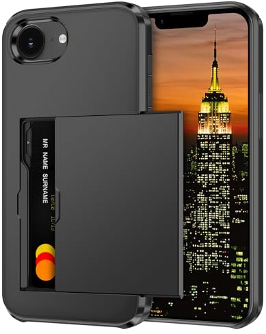 Coolden Handyhülle für iPhone 16e/iPhone 17e Hülle Kartenfach [2 Karten] | Armor Stoßfest Schutzhülle Hülle Silikon Weicher TPU Harte PC Bumper Cover Heavy Duty Etui Hülle Case für iPhone 16e/17e