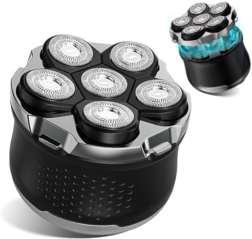 Rasoi elettrici 6D a testa flottante per uomini calvi, rasoio rotante magnetico per uomo viso, rasoio da uomo Wet Dry IPX6, display a LED ricaricabile con ricarica USB-C