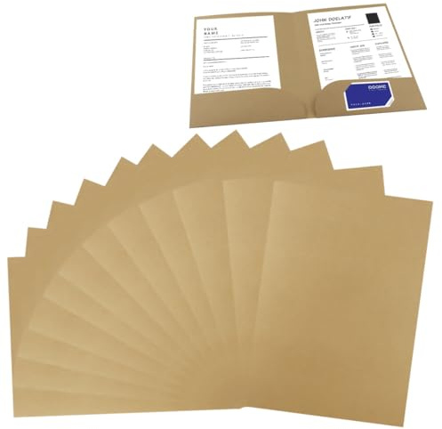 12 Pièces A4 Pochettes en Papier Kraft Chemise Cartonnée avec Rabat Présentation A4 Dossier de Rangement Porte Document Organisateur Dossier Papier Set pour Société Bureau Maison Scolaire (Kaki)