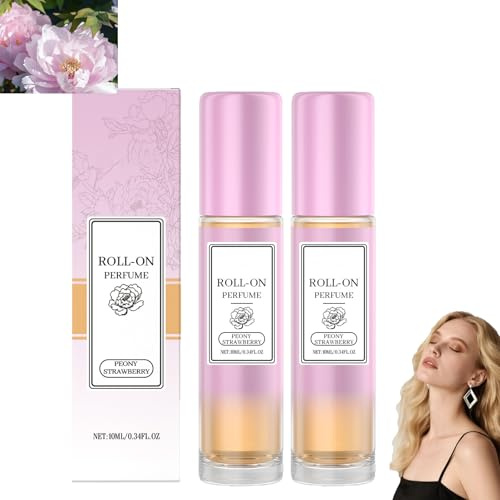 Profumo da donna, profumo roll-on, fragranza rinfrescante a lunga durata con note floreali e fruttate, comodo da trasportare, affascinante fragranza femminile, profumi delicati (2pcs peony)