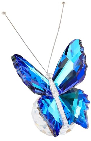 Arikyrist 7.8cm Blue Crystal Butterfly Figurine Gifts for Women Ornaments | Blue Handmade Crystal Butterfly Figurine Ornaments, Glass Butterfly Gifts for Women Animal Collectible Statue Home Decor