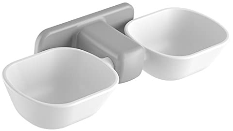 Haofy Ensemble de Bols Muraux pour Nourriture et Eau pour Chat, Hauteur Réglable, Installation sans Marquage, Réduit la Tension du Cou (White)
