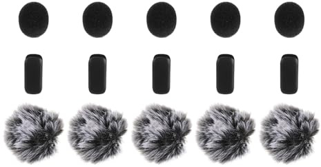 MAGICLULU Kit de Paravientos para Micrófono Inalámbrico de Solapa 15 Piezas con 5 Fundas de Esponja 5 Paravientos Peludos y 5 Clips Protector Antiviento Ligero para Entrevistas y
