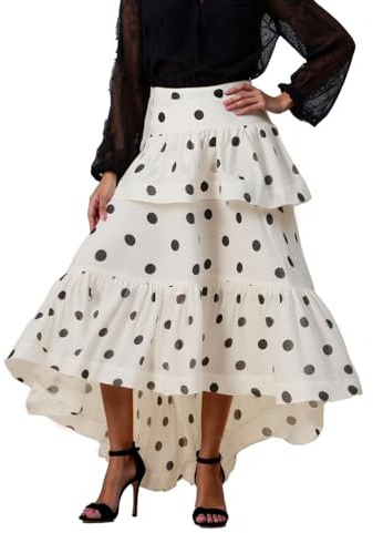 MaNMaNing Gonna A Trapezio da Donna con Pois, Gonna Casual Donna Eleganti Gonne Nera Nera Corta Bianca Marrone Gonne Lunghe Invernali in Tulle Jeans