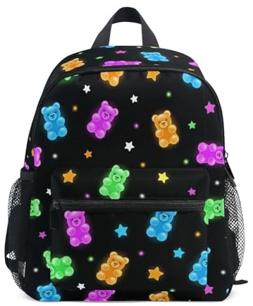 JUNZAN Småbarn ryggsäck neon gummibjörn ryggsäckar för pojkar flickor förskola ryggsäck liten barn bokväska åldrad 3-8