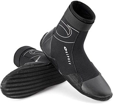 Osprey Adults Wetsuit Boots, 5 mm Neoprene Aqua Boots For Men and Women with Reinforced Toe and Heel, UK Adult 8/EU 42, Black