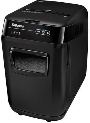 Fellowes Destructeur De Documents Automatique Automax 200C Coupe Croisée 200 Feuilles - 5 Minutes - Technologie Silencieuse