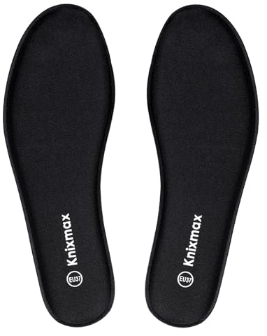 Knixmax Plantillas Memory Foam para Zapatos de Mujer y Hombre, Plantillas Confort Amortiguadoras Cómodas y Flexibles para Trabajo, Deportes, Caminar, Senderismo, EU40 Negro