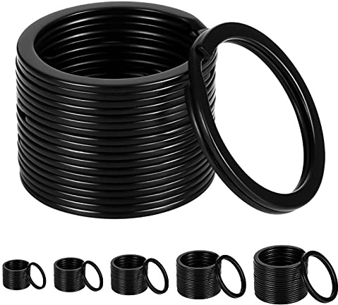 Yorgewd Lot de 50 anneaux plats en acier inoxydable pour clés de maison, clés de voiture et travaux manuels, Ø 30 mm/28 mm/25 mm/20 mm/15 mm
