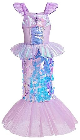 Lito Angels Kinder Mädchen Meerjungfrau Kostümkleid, 10 Jahre | Optionales Zubehör, Verkleidungsoutfit für Geburtstagspartys, Welttag des Buches