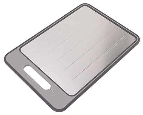 ZPSHYD Bandeja de descongelación Doble Cara con afilador Cuchillas Integrado: Superficie Corte y rápida para Carnes congeladas (Gris)