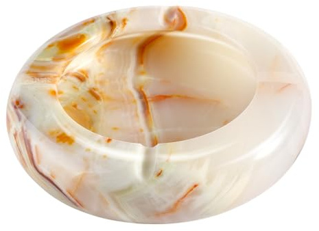 Koville Natural Marble Ashtray, Round Stone Cigarettes Ash Tray, Cool Ashtrays for Patio, Indoor, Luxury Smoking Accessory for Home Office Hotel Decor