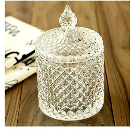 WAOCEO Porte-Cure-Dents Dispensateur de Cure-dent de Porte-Dents en Verre en Verre en Cristal avec Couvercle Couvercle Coton Coton Tampon de Rangement Cadeau inhabituel Distributeur de Cure-Dents