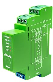 Shelly Pro Dimmer 2PM | Professioneller 2-Kanal-DIN-Hutschienen-Smart-Dimmer mit Leistungsüberwachung | LAN, WLAN und Bluetooth | DIN-Hutschiene | für Leds und Halogenlampen - 200 W | iOS-Android-App