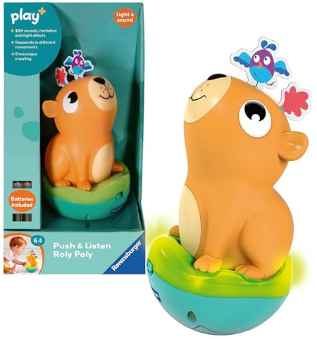 Ravensburger Play+ Push & Listen Roly Poly Capybara Light and Sound Toy - Baby Toys 6 to 12 Months