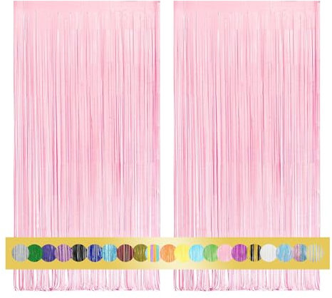 2 Pièces 1x2,5 m Rideau Métallique de Frange Rose pâle, Décoration en Feuille de Paillettes pour Nouvel An, Anniversaire, Fête de Mariage | Frange pour la décoration