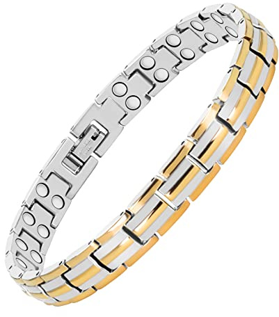 Jeracol Lymphatische Detox-Magnetarmbänder für Damen, Titan-Stahl-Armbänder mit ultrastarken Magneten, verstellbare Länge mit Größenwerkzeug