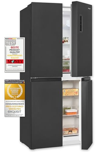 Exquisit Multidoor MD365-125-040D inoxlook-az | No-Frost | Nutzinhalt: 362 L | Schnellgefrieren | Alarm | ECO | 4-Sterne-Gefrieren