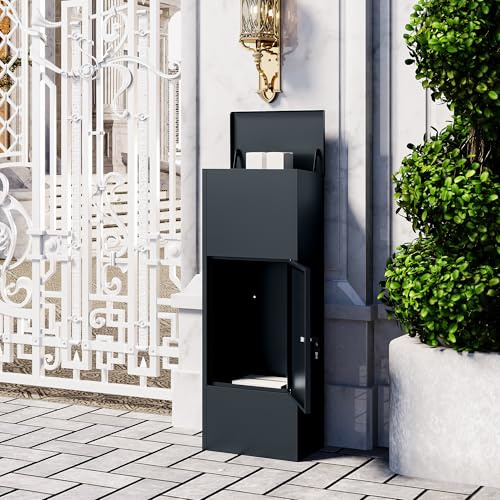 VEEHAUS Buzón Grande de Acero Inoxidable para Paquetes, Grande, XXL, para Paquetes, con Compartimento para Paquetes (sin Soporte, Antracita)