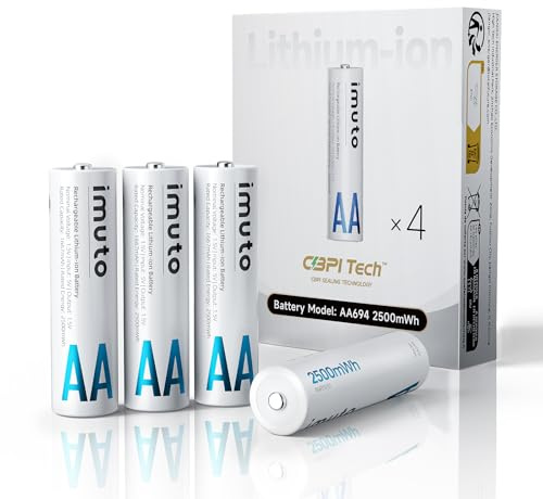 imuto 4 batterie AA ricaricabili al litio 1,5 V 2500 mWh