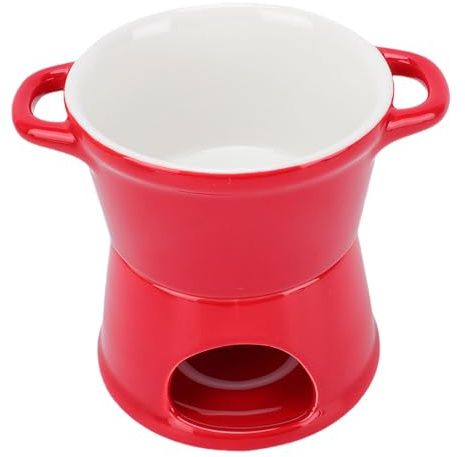 Ejoyous Schokoladen-Fondue-Becher, Keramik-Butterwärmertopf, Perfekt für Käse- und Schokoladen-Dip-Desserts, 300 Ml für Partys und Zusammenkünfte (Rot)