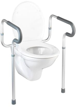 WENKO WC-Stützhilfe Secura, 5-fach höhenverstellbare Aufstehhilfe mit rutschfesten Gummifüßen, praktische Hilfe im Bad für mehr Halt, leichte Montage,55.5cm -63.5 cm, 34.5-49.5cm, 71cm-81.5cm