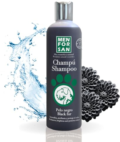 MENFORSAN Champú Pelo Negro para Perros | Intensificador del color | Aporta Brillo | Elimina Tonos Anaranjados | Hidratación Profunda | 300 ml