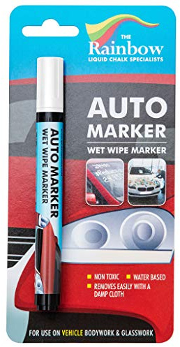Window Markers for Glass Washable Car Window Paint Pen- Dry Erase Liquid Chalk Marker Car Decorations on All Surfaces, Tire, Windshield - Auto Marker, Autowriter, Rain Resistant (White, Fine Tip)