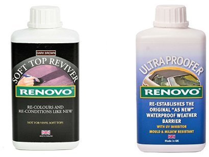 Renovo Bundle includes Soft Top Reviver 500 ml and Soft Top Ultra Proofer 500 ml , Brown