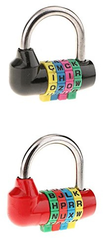 Homyl 2pcs Serrure à Combinaison Cadenas Réarmable à 4 Lettres pour Valise, Coffre à Outils, Bagage, Casier Sportif, Etui, Boîte à Outils